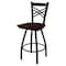 Holland Bar Stool Co 30" Swivel Bar Stool, Black Wrinkle, Dark Cherry Oak Seat X820 - alternate 1